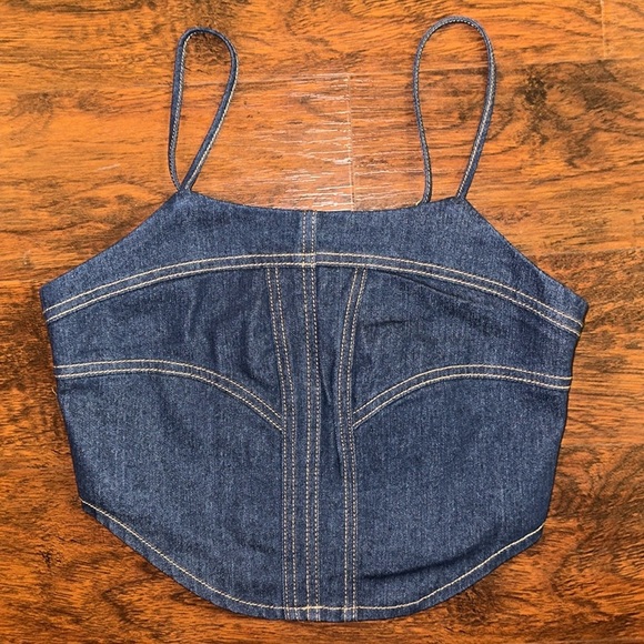 NWT Sincerely Jules Denim Corset Crop Top(S) - Picture 1 of 3